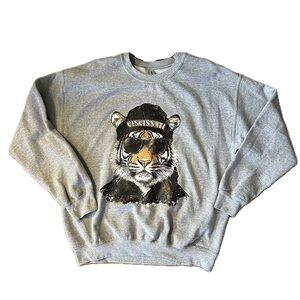 Cincinnati Bengals Tiger Graphic Crewneck Sweatshirt Gray Gildan Large NFL Style